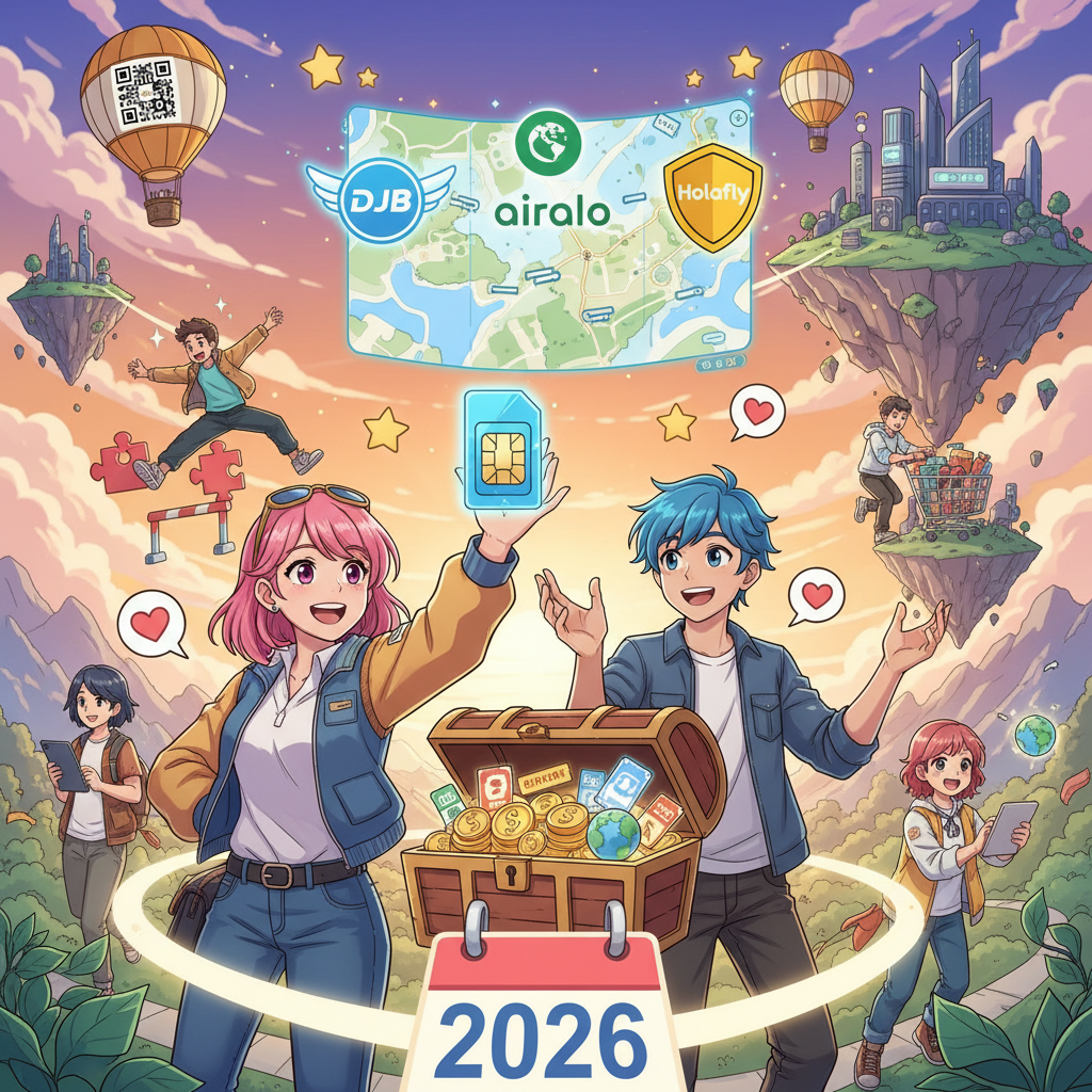 全方位優惠,2026 旅遊 SIM 卡折扣碼大全：DJB、Airalo、Holafly 最新優惠券與免運代碼彙整
