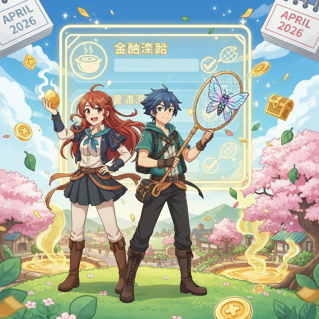 心動小鎮 2026 4 月攻略：如何製作金黃溫泉蛋與稀有昆蟲捕捉技巧